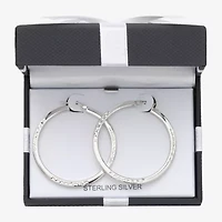 Womens Sterling Silver 45mm Round Hoop Earrings