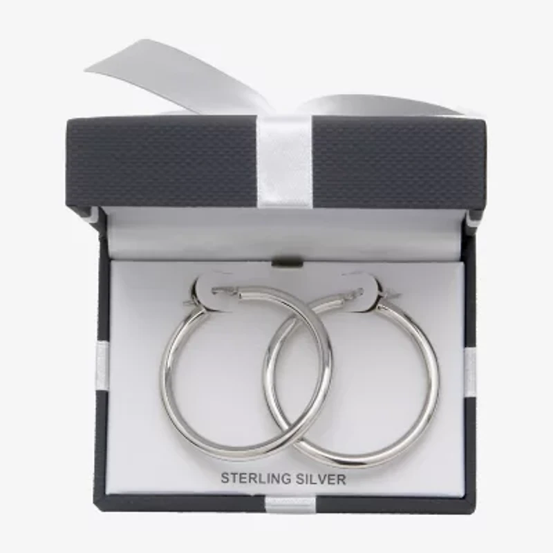 Womens Sterling Silver 44.5mm Round Hoop Earrings