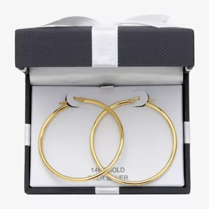 Womens 14K Gold Over Silver 50mm Round Hoop Earrings