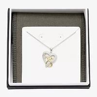 Diamonart "Mom" Womens White Cubic Zirconia Sterling Silver Heart 18 Inch Pendant Necklace