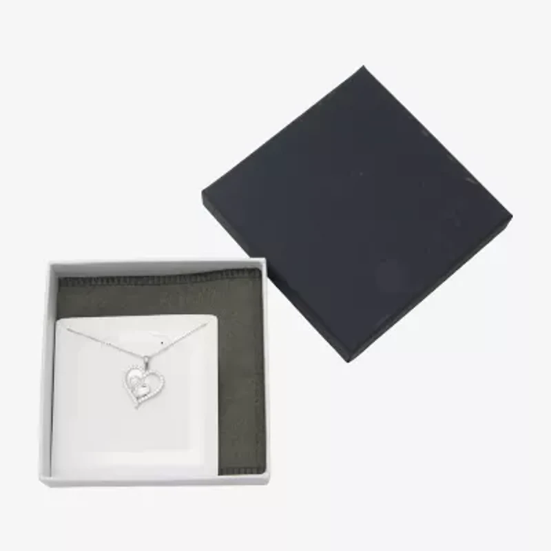 Diamonart Womens Cubic Zirconia Sterling Silver Heart 18 Inch Pendant Necklace