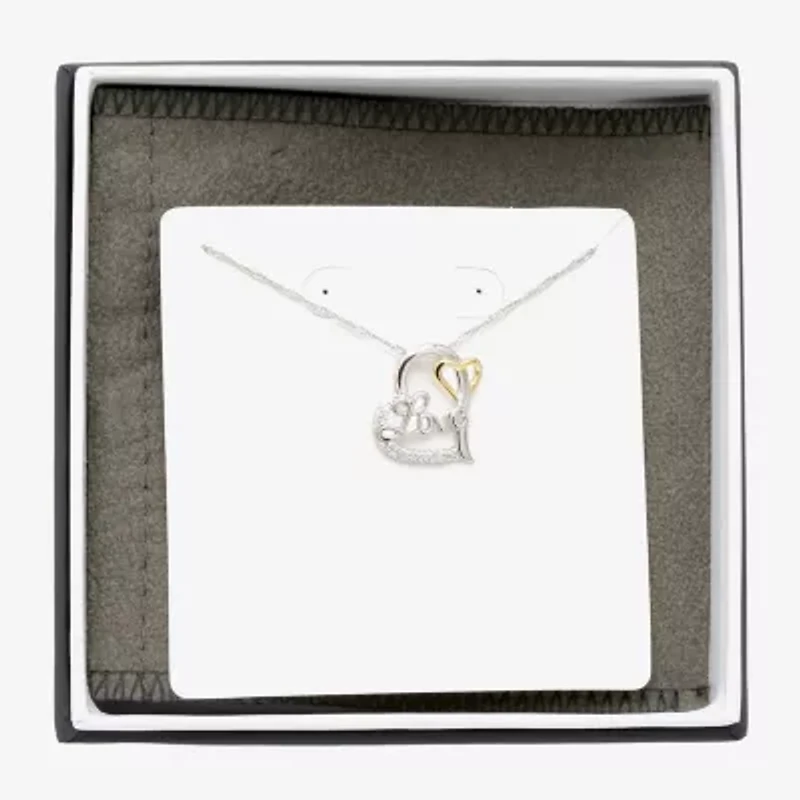Diamonart Womens White Cubic Zirconia Sterling Silver Heart 18 Inch Pendant Necklace