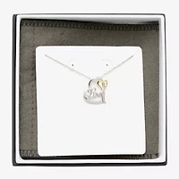 Diamonart Womens White Cubic Zirconia Sterling Silver Heart 18 Inch Pendant Necklace