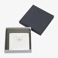 Diamonart Womens White Cubic Zirconia Sterling Silver Heart 18 Inch Pendant Necklace