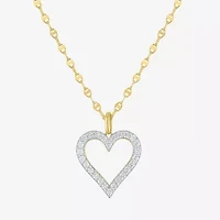 Heart (G-H / Si2-I1) Womens 1/10 CT. T.W. Lab Grown White Diamond 14K Gold Over Silver Heart 18 Inch Pendant Necklace