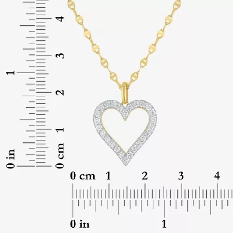 Heart (G-H / Si2-I1) Womens 1/10 CT. T.W. Lab Grown White Diamond 14K Gold Over Silver Heart 18 Inch Pendant Necklace