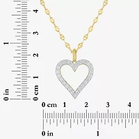 Heart (G-H / Si2-I1) Womens 1/10 CT. T.W. Lab Grown White Diamond 14K Gold Over Silver Heart 18 Inch Pendant Necklace
