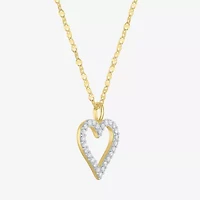 Heart (G-H / Si2-I1) Womens 1/10 CT. T.W. Lab Grown White Diamond 14K Gold Over Silver Heart 18 Inch Pendant Necklace