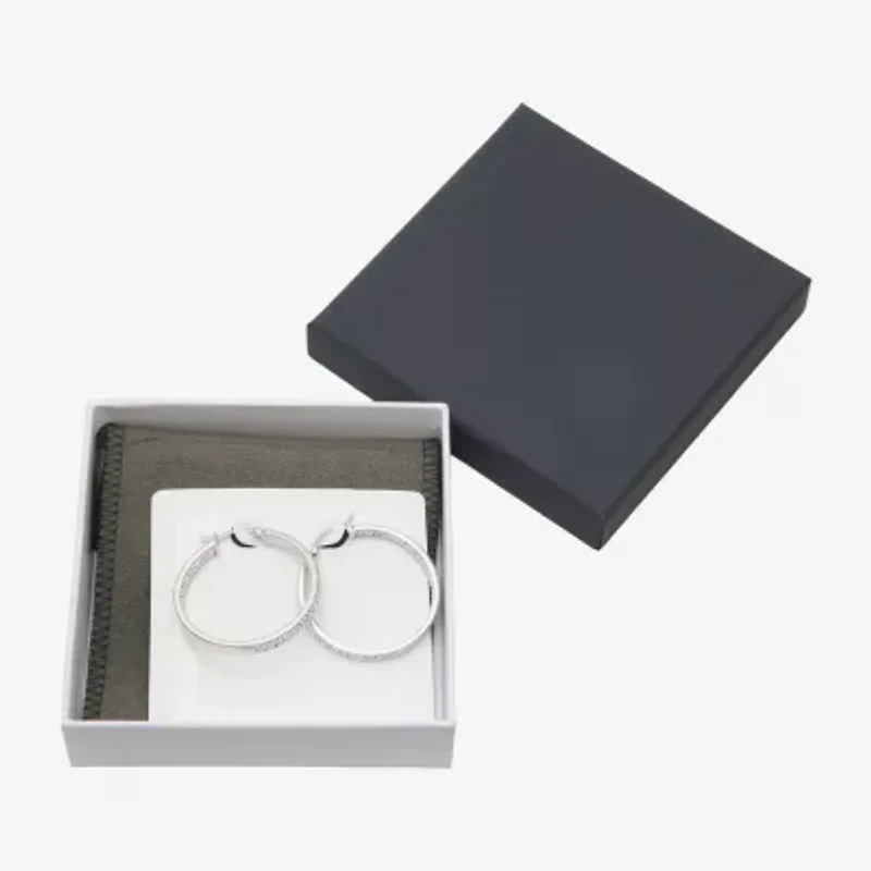 Sterling Silver Crystal In/Out Hoop Earrings