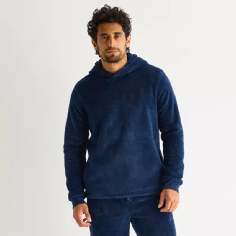 St. John's Bay Plush Mens Hooded Long Sleeve Pajama Top