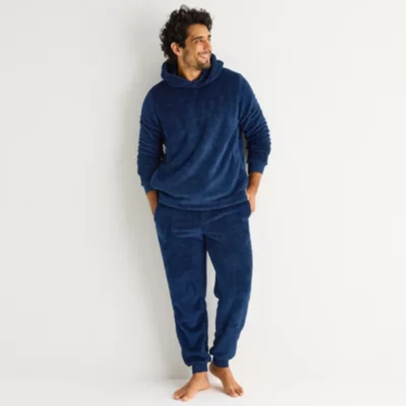 St. John's Bay Plush Mens Hooded Long Sleeve Pajama Top