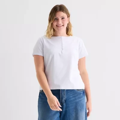 Forever 21 Womens Short Sleeve Fitted Juniors Henley Shirt