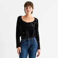 Arizona Womens Juniors Square Neck Long Sleeve Blouse