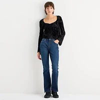 Arizona Womens Juniors Square Neck Long Sleeve Blouse