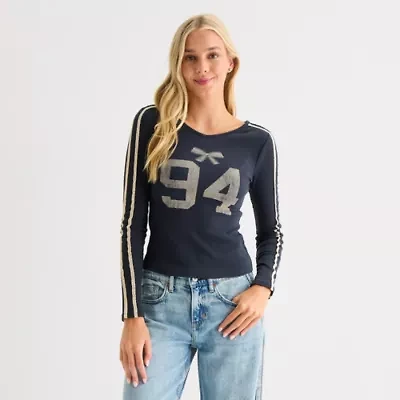 Arizona Womens V Neck Long Sleeve Juniors T-Shirt