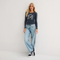 Arizona Womens V Neck Long Sleeve Juniors T-Shirt