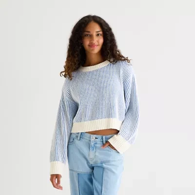 Arizona Juniors Womens Crew Neck Long Sleeve Pullover Sweater