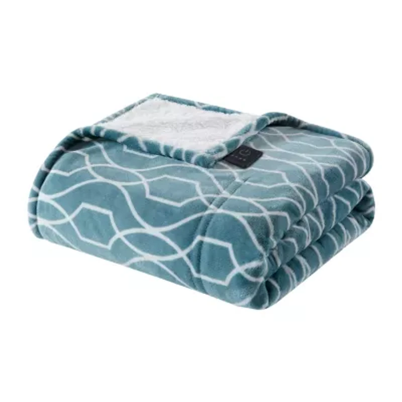 Beautyrest Plush Faux Sherpa Heated Throw
