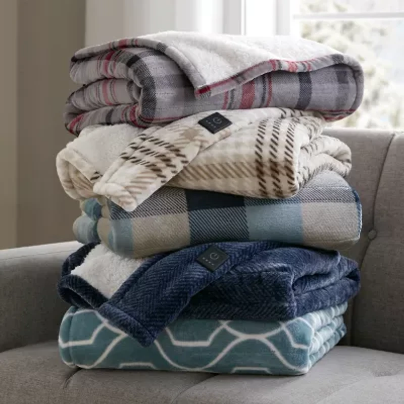 Beautyrest Plush Faux Sherpa Electric Throw