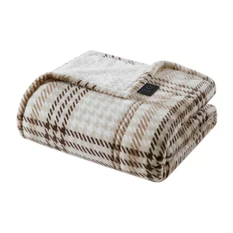 Beautyrest Plush Faux Sherpa Electric Throw