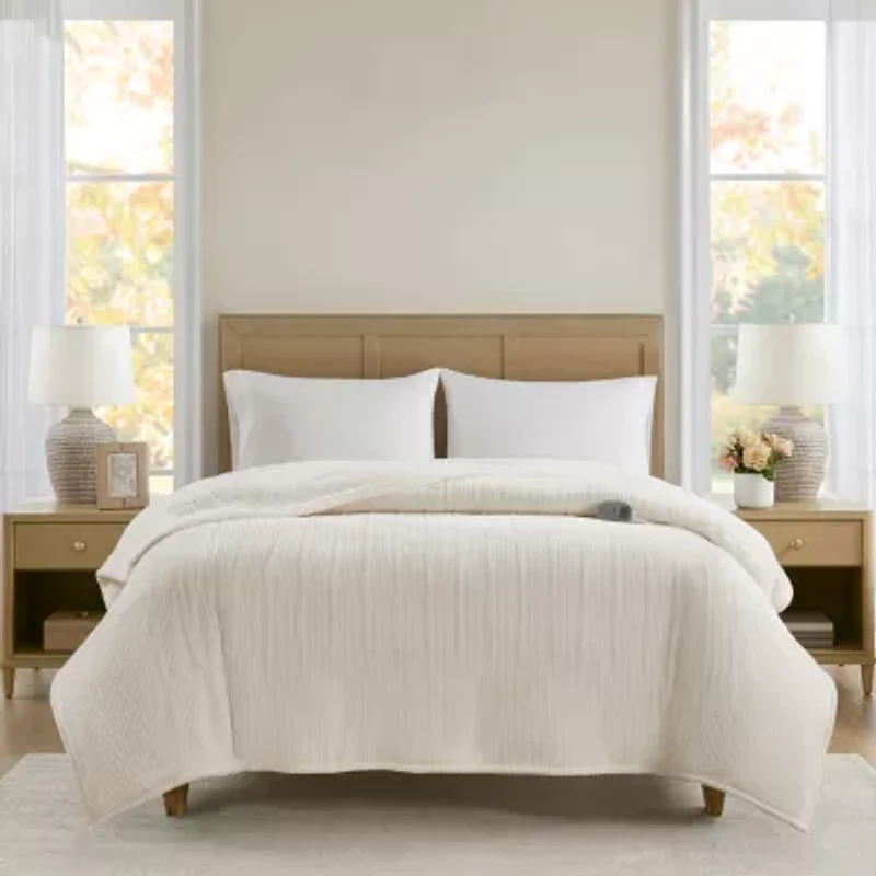 Beautyrest Heated Waffle Plush Blanket