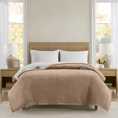 Beautyrest Heated Waffle Plush Blanket