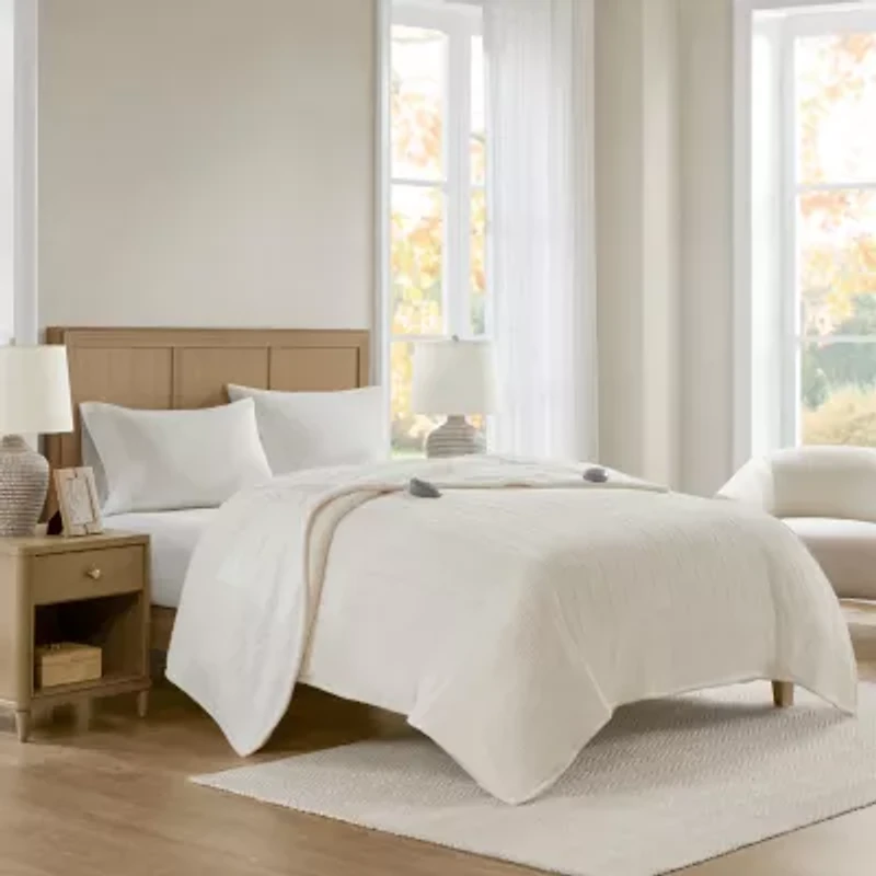 Beautyrest Heated Waffle Plush Blanket