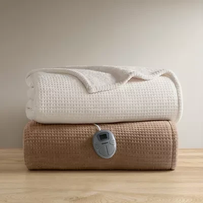 Beautyrest Heated Waffle Plush Blanket