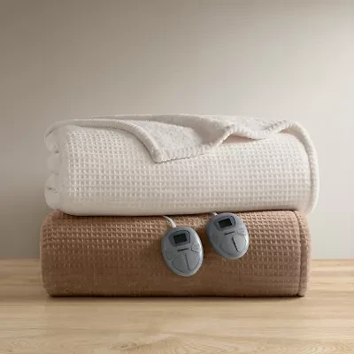 Beautyrest Heated Waffle Plush Blanket