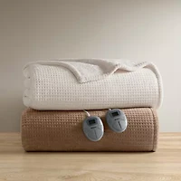 Beautyrest Heated Waffle Plush Blanket