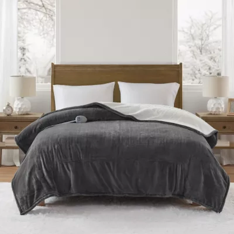 Beautyrest Velour Sherpa Heated Electric Blanket