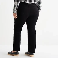 St. John's Bay Womens Mid Rise Wide Leg Corduroy Pant Plus