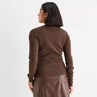 a.n.a Womens Crew Neck Long Sleeve Button Cardigan