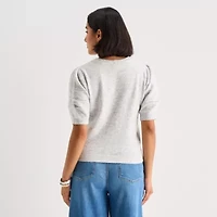 a.n.a Womens Crew Neck Short Sleeve Pullover Sweater