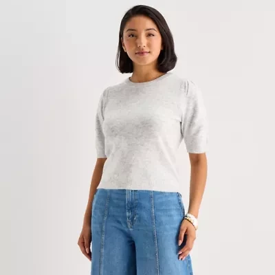 a.n.a Womens Crew Neck Short Sleeve Pullover Sweater