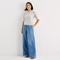 a.n.a Womens Crew Neck Short Sleeve Pullover Sweater