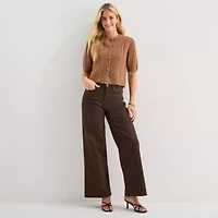 a.n.a Womens Crew Neck Short Sleeve Button Cardigan