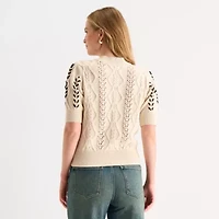 a.n.a Womens Crew Neck Short Sleeve Pullover Sweater