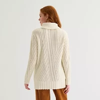 St. John's Bay Womens Mock Neck Long Sleeve Pullover Sweater
