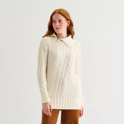 St. John's Bay Womens Mock Neck Long Sleeve Pullover Sweater