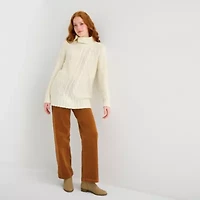 St. John's Bay Womens Mock Neck Long Sleeve Pullover Sweater
