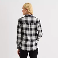 St. John's Bay Womens Cuffed Long Sleeve Relaxed Fit Button-Down Shirt