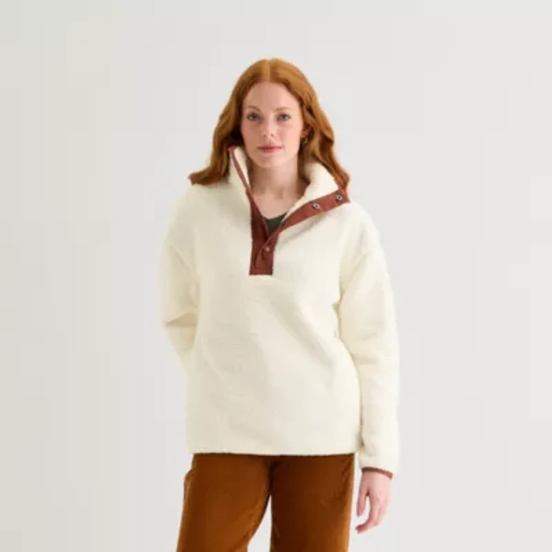 St. John's Bay Womens Mock Neck Long Sleeve Sweatshirt