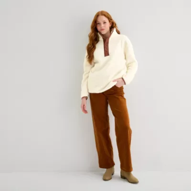 St. John's Bay Womens Mock Neck Long Sleeve Sweatshirt