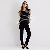Liz Claiborne Womens Crew Neck Short Sleeve T-Shirt