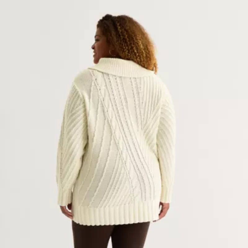 St. John's Bay Plus Womens Turtleneck Long Sleeve Pullover Sweater