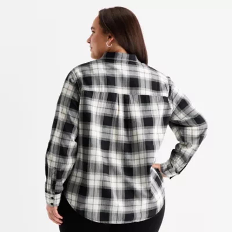 St. John's Bay Womens Long Sleeve Plus Blouse
