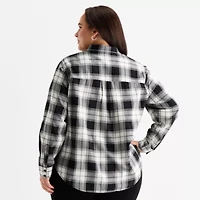 St. John's Bay Womens Long Sleeve Plus Blouse