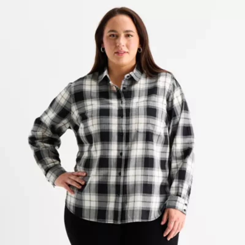 St. John's Bay Womens Long Sleeve Plus Blouse