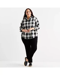 St. John's Bay Womens Plus Long Sleeve Blouse